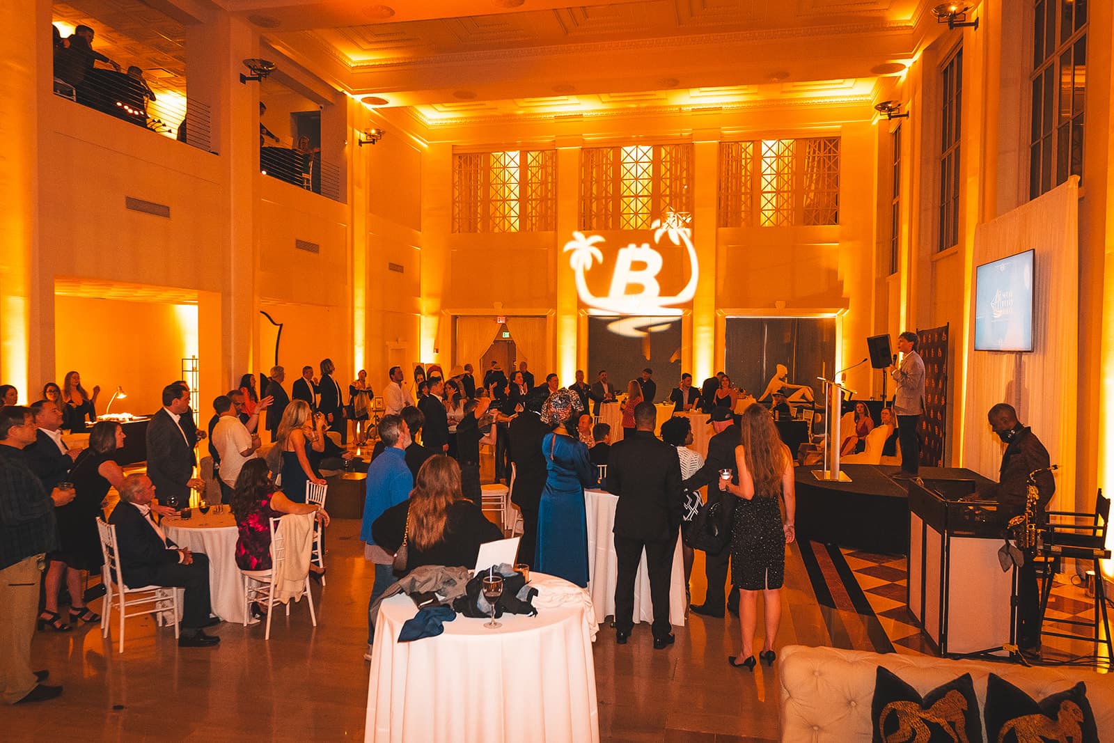 Wide shot of Bitcoin Bay community gathering